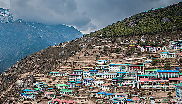阶梯状,建筑,集市,尼泊尔