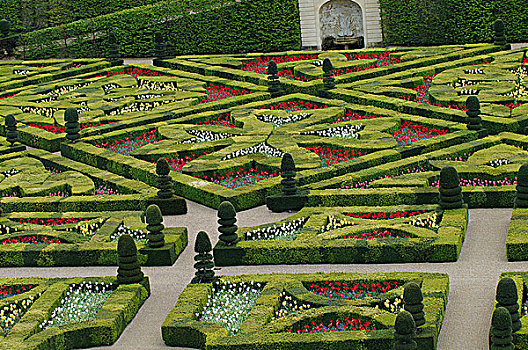 花园,维兰多利城堡,卢瓦尔河谷,城堡,法国