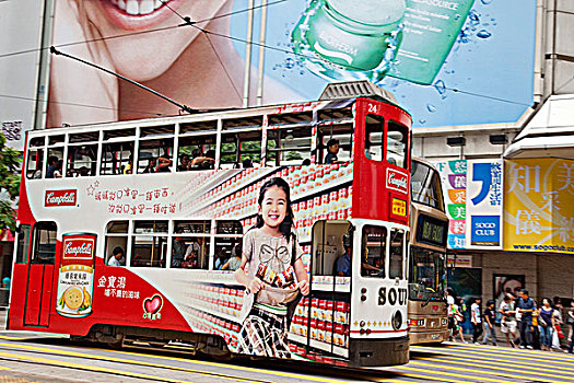有轨电车,身体,广告,铜锣湾,香港