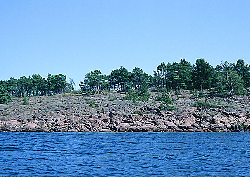 芬兰,岩石,岸边