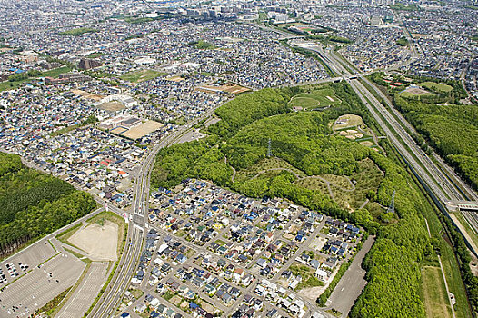 公园,区域,空中