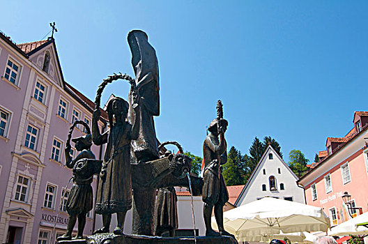 喷泉,历史,城镇,中心,巴伐利亚,德国,欧洲