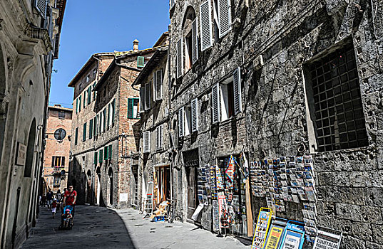 小巷,历史,中心,锡耶纳,托斯卡纳,意大利,欧洲
