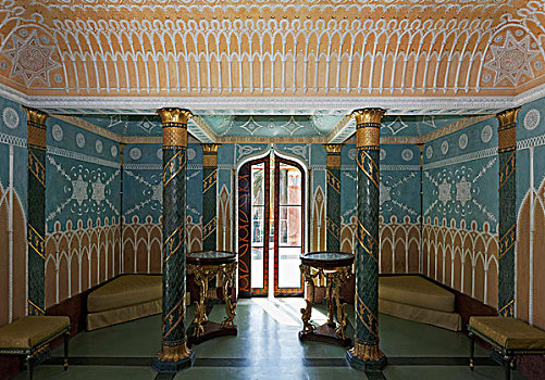 客厅,18世纪,粉饰灰泥,装饰,东方风情,皇宫,巴勒莫,西西里,意大利,欧洲