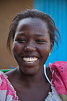 微笑,非洲人,女孩,母亲,销售,水,朱巴,南,苏丹,苏丹人,白天,商务,十二月,2008年