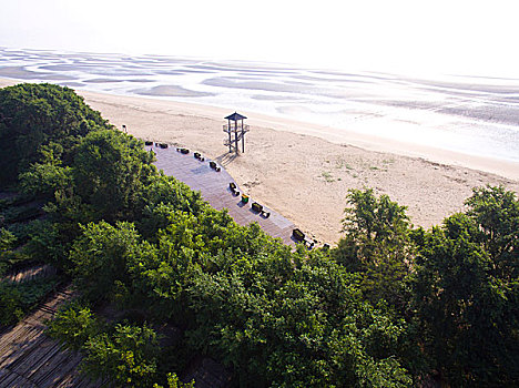 秦皇岛,北戴河,浅水湾,浴场,栈桥,海滩,沙滩,航拍,全景