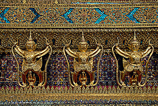 装饰,镀金,围绕,户外,翡翠佛,玉佛寺,曼谷