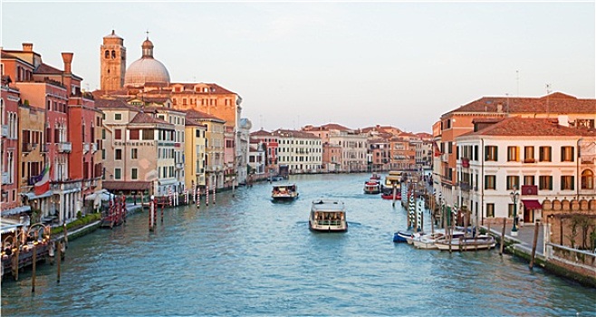 威尼斯,意大利,大运河,晚间
