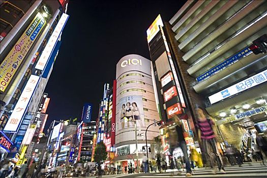 建筑,霓虹,标识,夜晚,东京,日本,亚洲