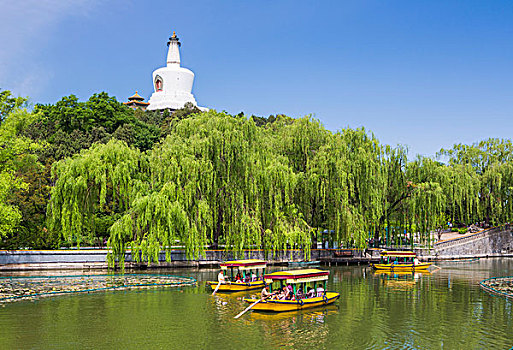 北京,城市,北海公园,湖,白色