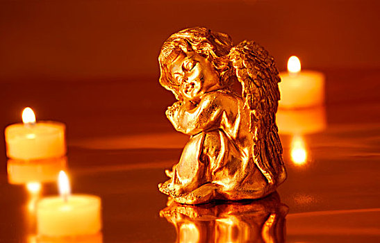 天使,小雕像,蜡烛