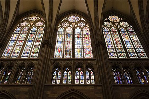 仰视,彩色玻璃窗,巴黎圣母院,兰斯,法国