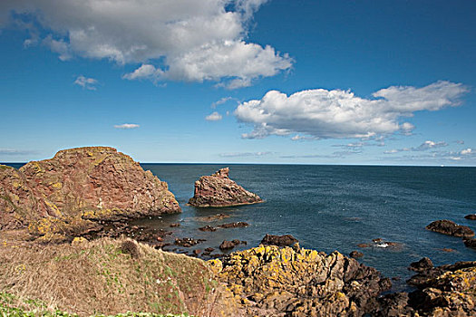 苏格兰边境,苏格兰,岩石,海岸线