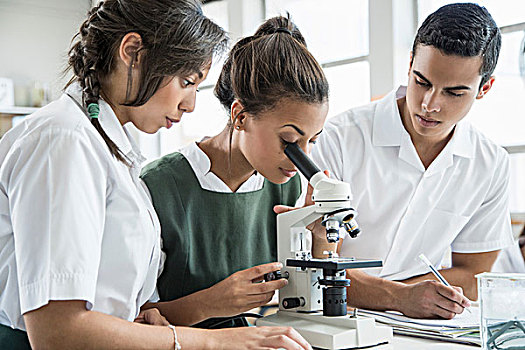 学生,显微镜,实验室
