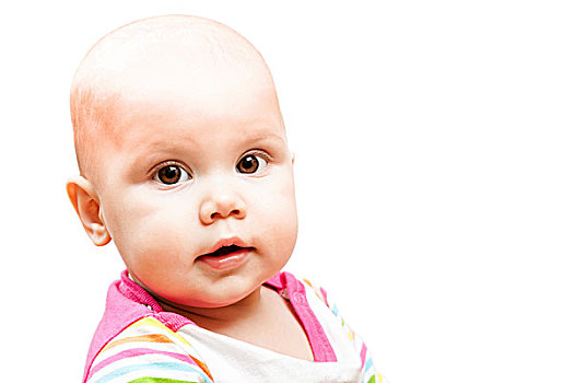 小,棕色眼睛,婴儿,头像,隔绝,白色背景,背景