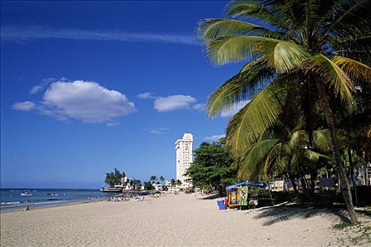 海滩,圣胡安,波多黎各,加勒比海