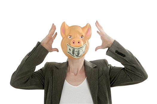 女人,猪,脸,美元,钞票,面具
