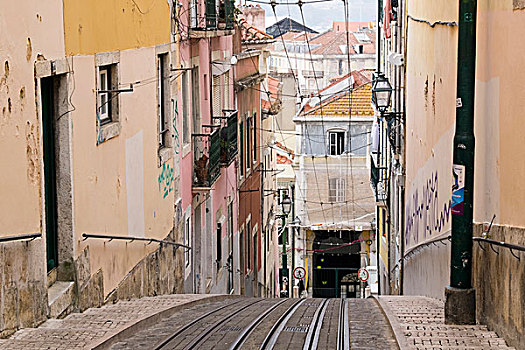 葡萄牙,里斯本,索道,铁路,架子,举起,电车,有轨电车,阿尔法马区,地区,电梯