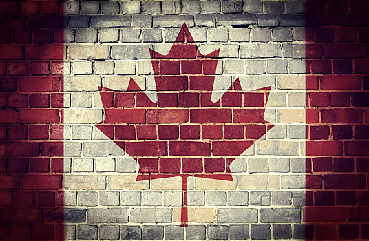 低劣,加拿大国旗,砖墙