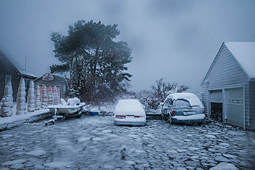 美国,马萨诸塞,暴风雪,洪水