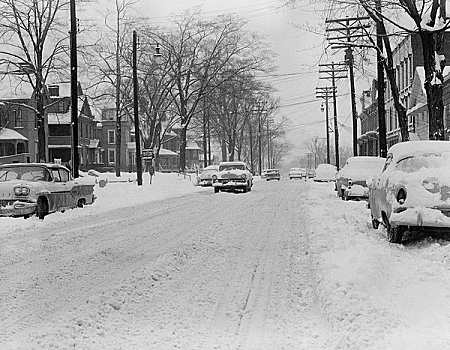 美国,纽约,街道,遮盖,雪,汽车