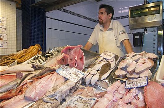 鱼肉,销售,市集,大加那利岛,加纳利群岛,西班牙