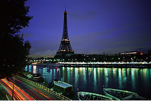 埃菲尔铁塔,黄昏,巴黎,法国