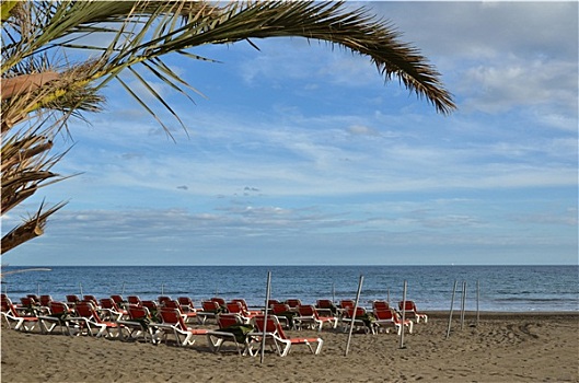太阳椅,海滩,大卡纳利岛