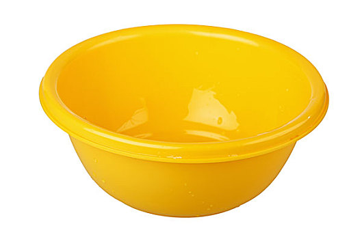 黄色,塑料碗,隔绝,白色背景