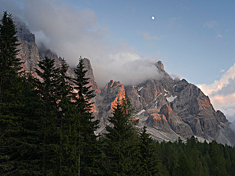 月亮,上方,帕拉,白云岩,意大利