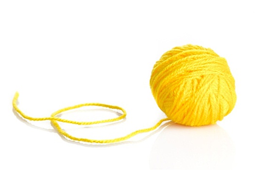 黄色,毛织品,纱线,球,隔绝,白色背景,背景