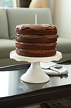 层次,巧克力,生日蛋糕,蜡烛,点心架,茶几