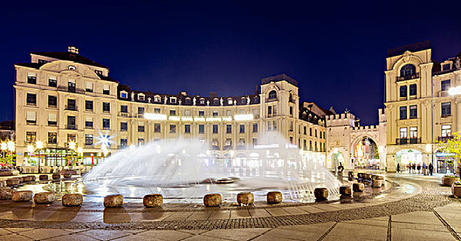 喷泉,大门,建筑,西部,历史,中心,慕尼黑,上巴伐利亚,巴伐利亚,德国,欧洲