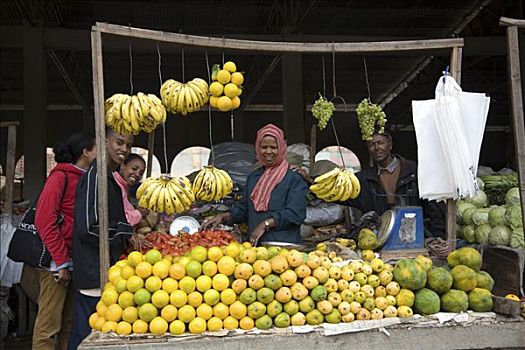 水果摊,市场,阿斯马拉,厄立特里亚,东非