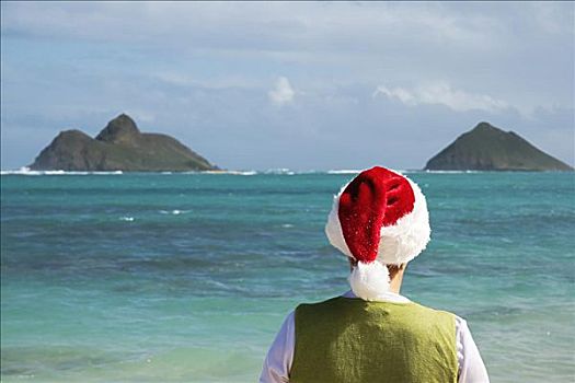 夏威夷,瓦胡岛,圣诞节,场景,小精灵,向外看,海洋,莫库鲁阿岛,岛屿
