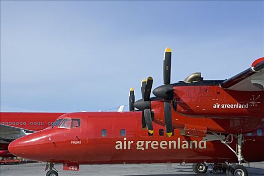 格陵兰,伊路利萨特,红色,空气,飞行,围裙,美洲,空军基地,乘客