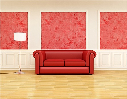 红色,经典,沙发,复古,室内