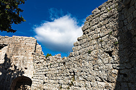墙壁,云,堡垒,13世纪,威尼斯,遗址,岛屿,达尔马提亚海岸,克罗地亚,大幅,尺寸