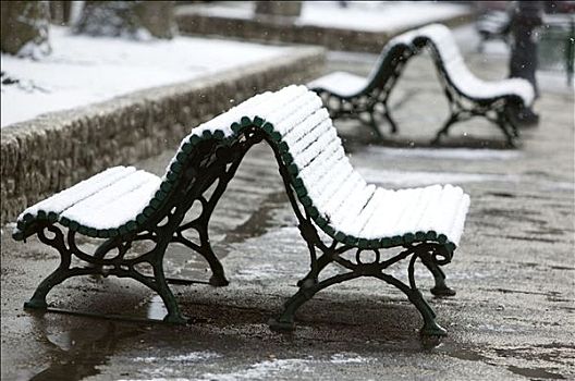 地点,积雪,长椅,格勒诺布尔市,法国阿尔卑斯山,法国