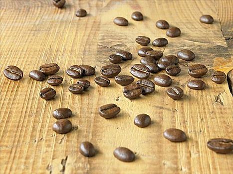 咖啡豆,木质背景