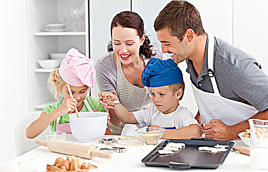 幸福之家,烹调,奶油,一起,厨房,小男孩,糖,准备