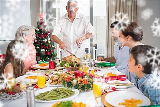 大家庭,餐桌,圣诞晚餐,房子