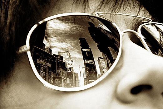 时代广场,纽约,反射,墨镜