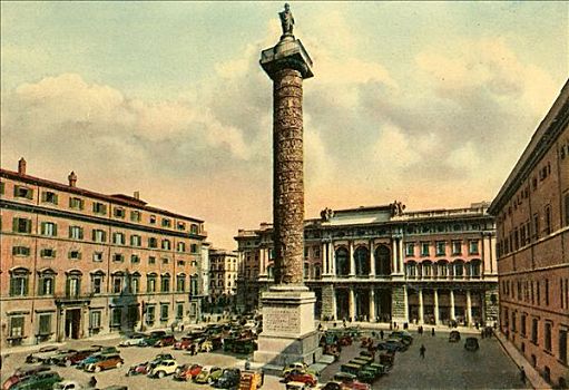 历史,照相,马可-奥里利乌斯圆柱,广场,罗马,意大利,欧洲