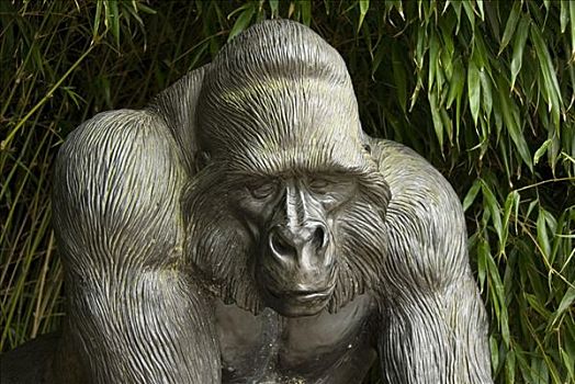 大猩猩,雕塑,动物园,英格兰,欧洲