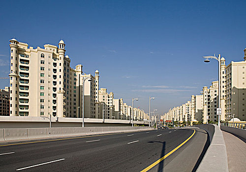 阿联酋,迪拜,道路,手掌,公寓楼,桥