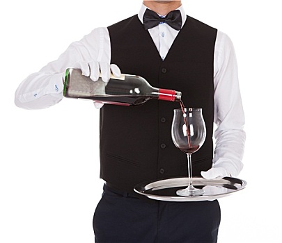 服务员,红酒,玻璃杯