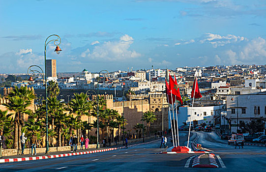 拉巴特,摩洛哥,交通,室外,途中,市中心,旗帜