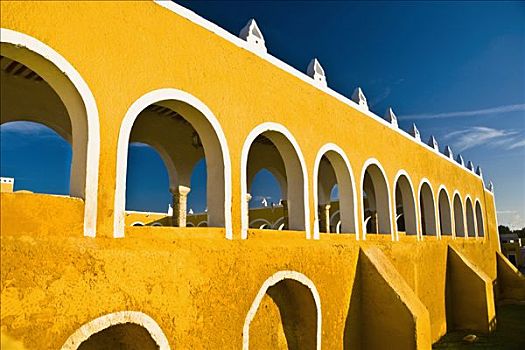拱廊,教堂,依沙玛尔,尤卡坦半岛,墨西哥