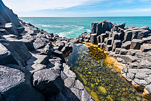 水,石头,罗马,浴室,六边形,玄武岩柱,海洋,奥塔哥,南岛,新西兰,大洋洲